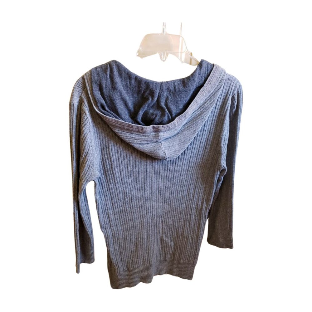 Faded Glory Gray Ribbed V-Neck Hoodie - Size L - Picture 5 of 13